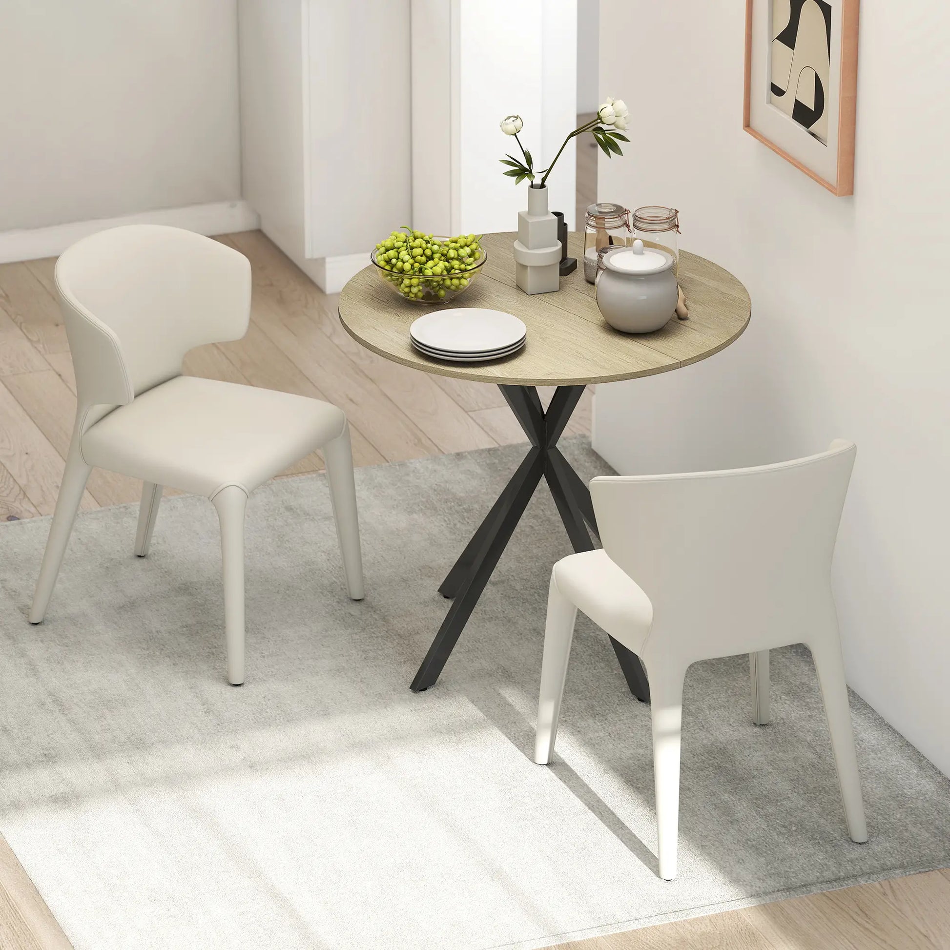 Nancy's Lavello Ronde Eettafel - Eiken / Zwart - Ø80 x 75H cm