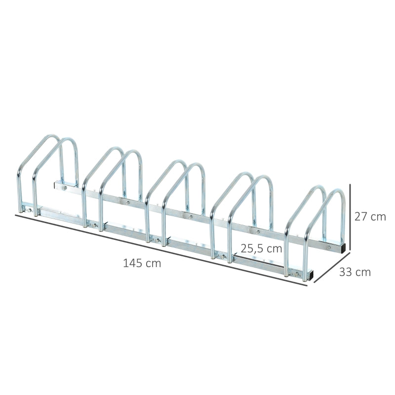 Nancy's Charlotte Fietsenrek voor 5 fietsen, weerbestendig, wand- of vloerbevestiging, staal 145 x 33 x 27 cm