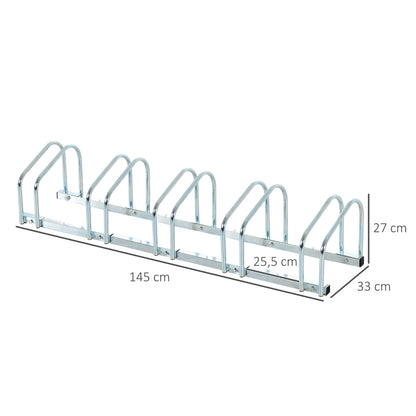 Nancy's Charlotte Fietsenrek voor 5 fietsen, weerbestendig, wand- of vloerbevestiging, staal 145 x 33 x 27 cm