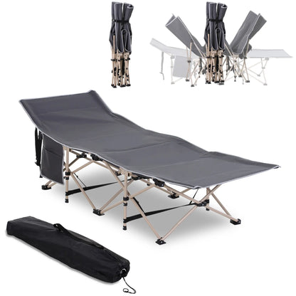 Nancy's Canazei Campingbed - Stretcher - Veldbed - Opvouwbaar - Grijs - ± 190 x 70 x 50 cm