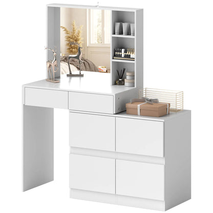 Nancy's Curtatone Kaptafel - Make Up Tafel met Spiegel - Wit - ± 70 x 40 x 120 cm