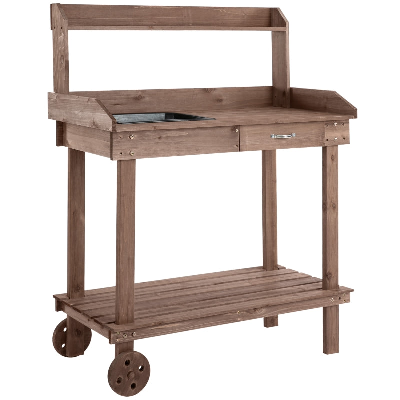 Nancy's Castilie Planting table - Garden work table - Work table - Brown - Pine wood - ± 90 x 45 x 120 cm