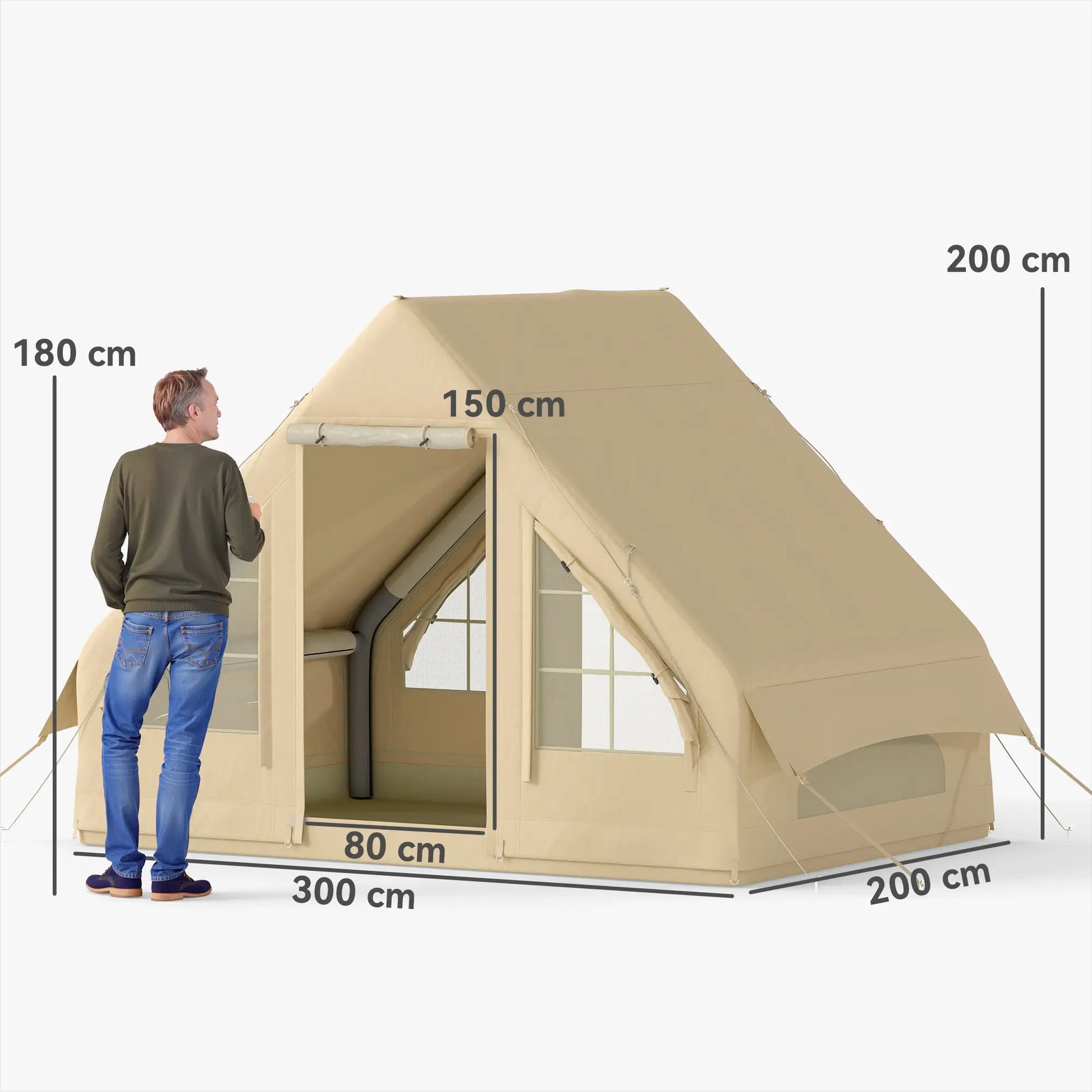 Nancy's Camugnano Kampeertent - Camping Tent - Opblaasbaar - Zandkleur - 300 x 200 x 200 cm