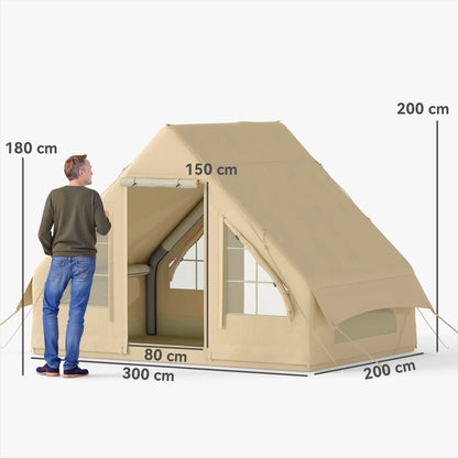 Nancy's Camugnano Kampeertent - Camping Tent - Opblaasbaar - Zandkleur - 300 x 200 x 200 cm