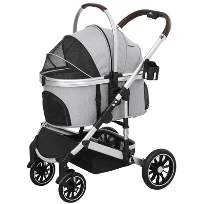 Nancy's Collazzone Reiswagen voor Huisdieren - Kattenbuggy - Hondenbuggy - Lichtgrijs / Zilver