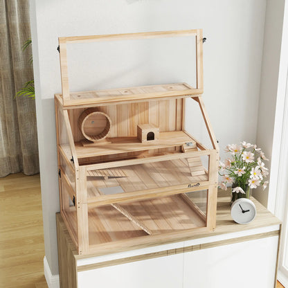Nancy's Gussago Knaagdierkooi - Hamsterkooi - Dennenhout - ± 80 x 50 x 75 cm