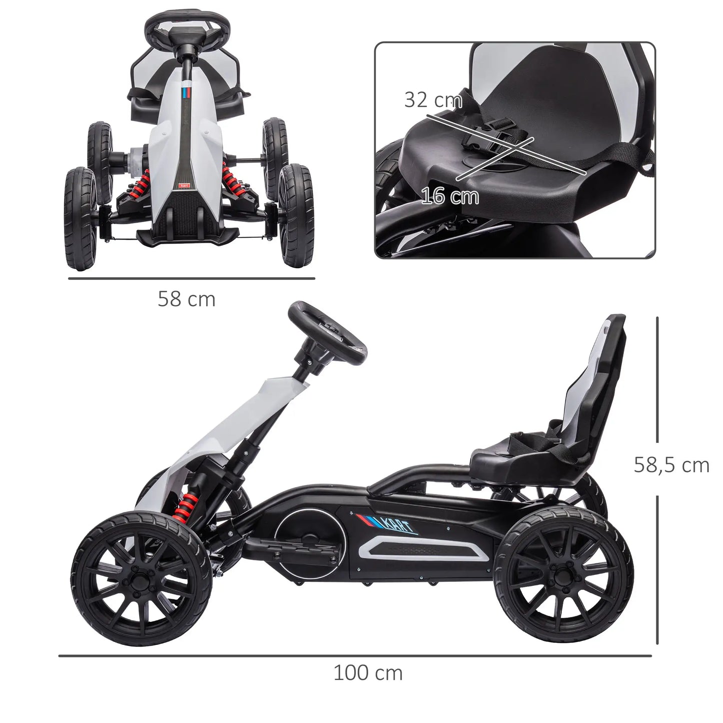 Nancy's Lamon Kinderkart - Kart voor Kinderen - Elektrisch - 3 tot 5 km/u - Wit