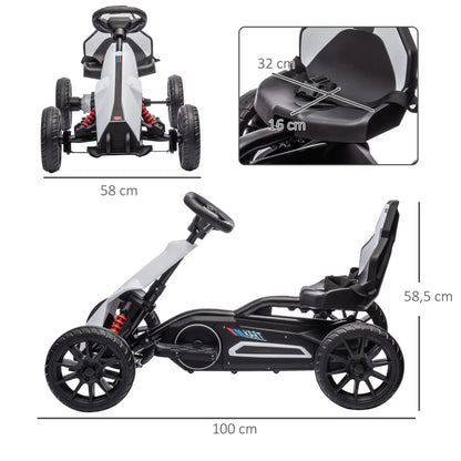 Nancy's Lamon Kinderkart - Kart voor Kinderen - Elektrisch - 3 tot 5 km/u - Wit