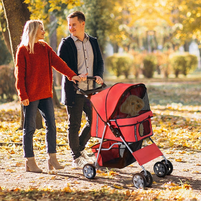 Nancy's Alta Vista Dog Cart - Foldable dog trolley with cup holder Sun canopy Red