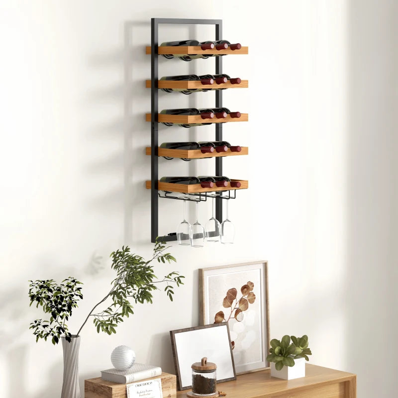 Nancy's Moimenta Wijnrek - Flessenrek - Dennenhout / Staal - ± 35 x 25 x 85 cm 