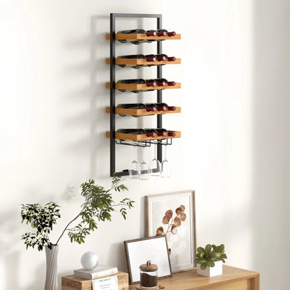 Nancy's Moimenta Wijnrek - Flessenrek - Dennenhout / Staal - ± 35 x 25 x 85 cm 