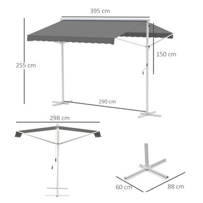 Nancy's Stevenage Tuinmarkies - Terrasoverkapping - Vrijstaande luifel - Grijs - ± 400 x 300 cm
