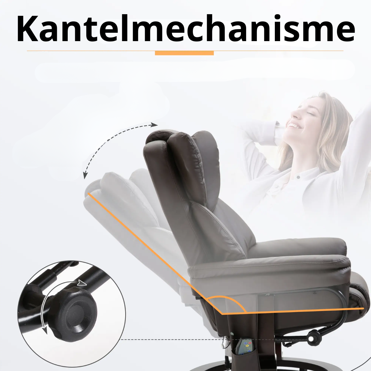 Nancy's Gonzola Massagestoel - Relaxfauteuil - Relaxstoel - Verstelbare rugleuning - Draaibaar - Bruin - Kunstleer