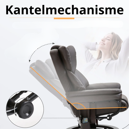 Nancy's Gonzola Massagestoel - Relaxfauteuil - Relaxstoel - Verstelbare rugleuning - Draaibaar - Bruin - Kunstleer