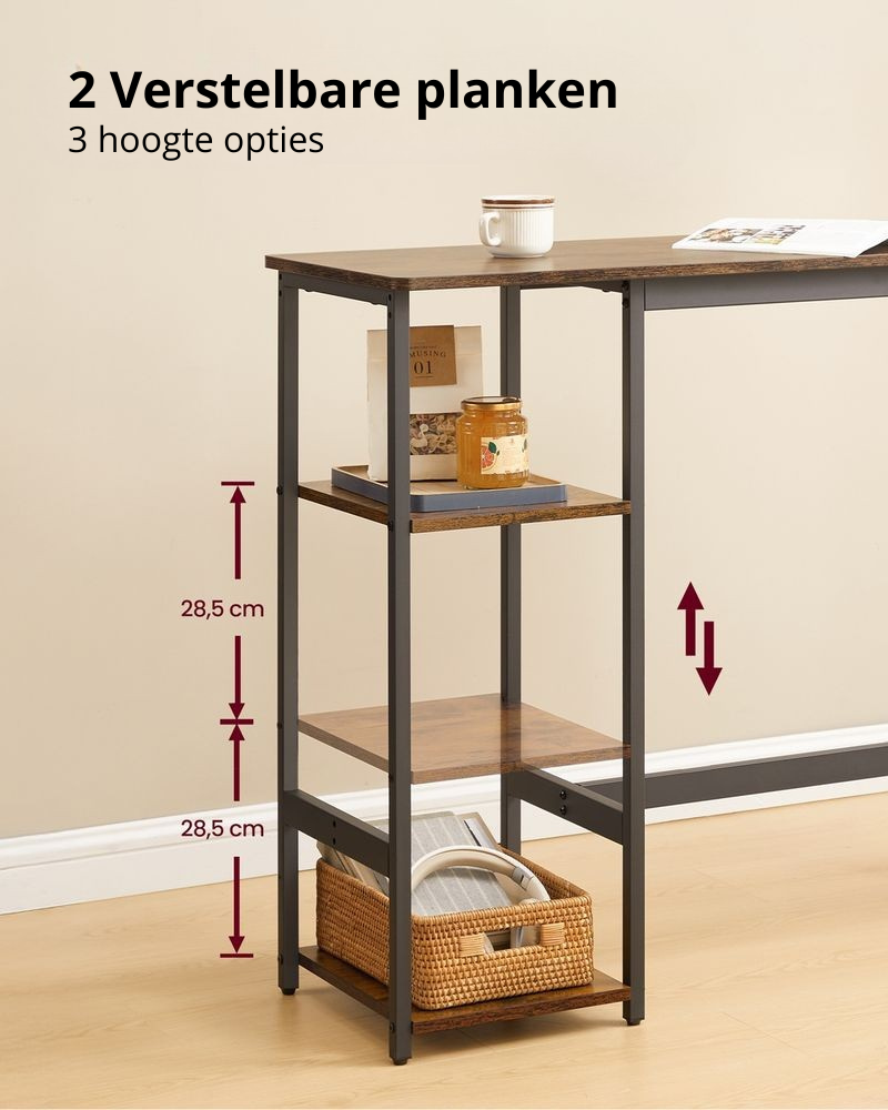 Nancy's Pozzallo Bartafel Set - Barset - Barkrukken met Bartafel - Vintage Bruin / Zwart