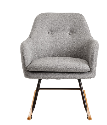Nancy's Tyler Rocking chair - Relax chair - Armchair - Relax armchair - Rocking function - Fabric - Iron - Hevea Solid Wood - Light gray