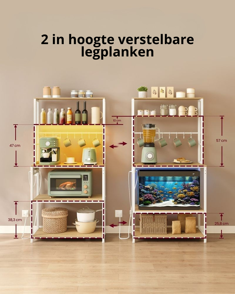 Nancy's Paratico Keukenkast - Keukenrek - LED-Verlichting - Eikenhout / Wit - ± 80 x 40 x 170 cm