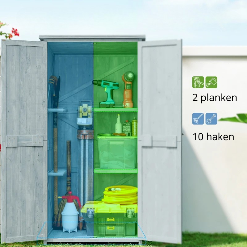 Nancy's Robilante Tuinkast - Buitenkast - Grijs - Vurenhout - ± 85 x 55 x 170 cm