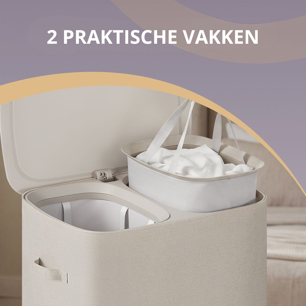 Nancy's Strembo Wasmand - Wassorteerder - Wasbox - 2 vakken - Beige - 160 Liter