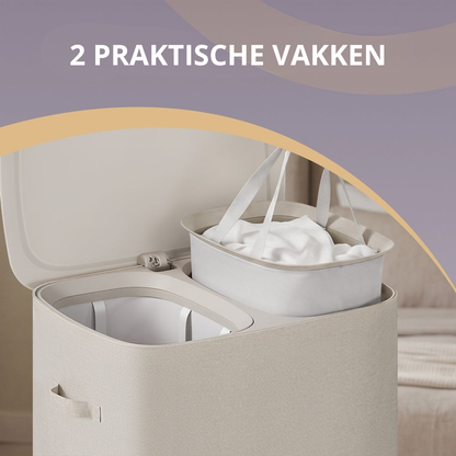 Nancy's Strembo Wasmand - Wassorteerder - Wasbox - 2 vakken - Beige - 160 Liter