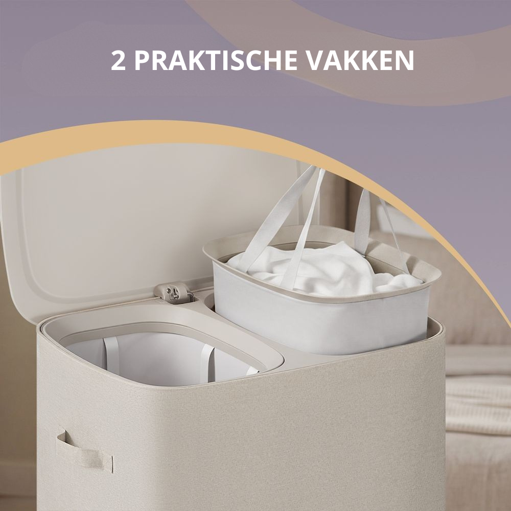 Nancy's Strembo Wasmand - Wassorteerder - Wasbox - 2 vakken - Lichtbeige - 160 Liter