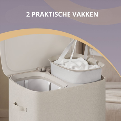Nancy's Strembo Wasmand - Wassorteerder - Wasbox - 2 vakken - Lichtbeige - 160 Liter