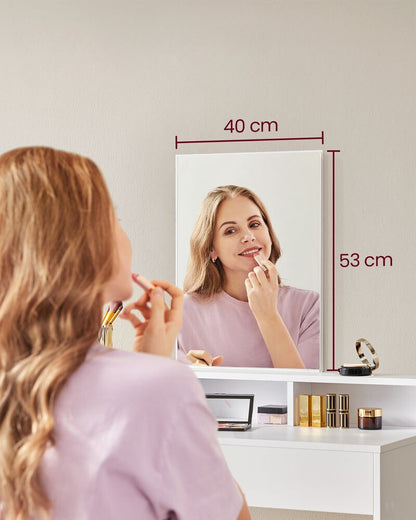 Nancy's Consett Coiffeuse avec miroir - Table de maquillage - Coiffeuse miroir - Blanc - Moderne - 100 x 40 x 140 cm