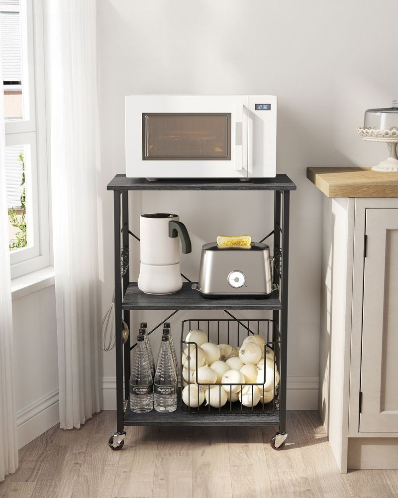 Nancy's San Juan Trolley - Serveerwagen - Keukentrolley - Zwart - ± 60 x 40 x 90 cm