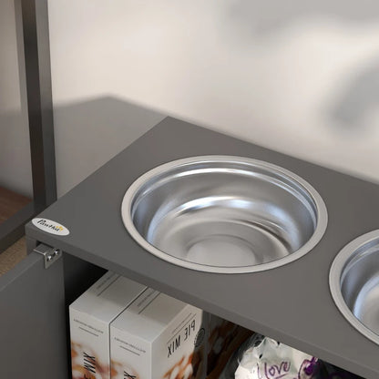 Nancy's Nichelino Voerbak voor Honden - Drinkbak - Voerstation - Met kastruimte - Grijs - ± 60 x 30 x 35 cm