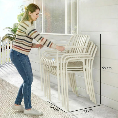 Nancy's Sistiana Tuinstoelen - Set van 4 - Terrasstoelen - Buitenstoelen - Crèmewit - Kunststof