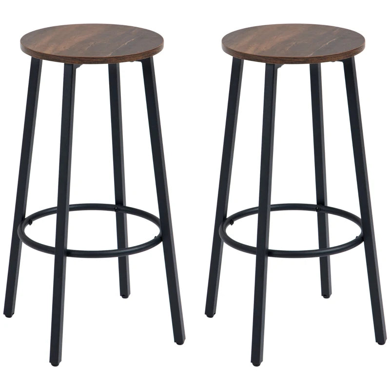 Nancy's Quieira Barkrukken - Set van 2 - Bruin / Zwart - Ø 42x 65 cm
