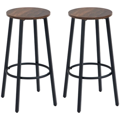Nancy's Quieira Barkrukken - Set van 2 - Bruin / Zwart - Ø 42x 65 cm