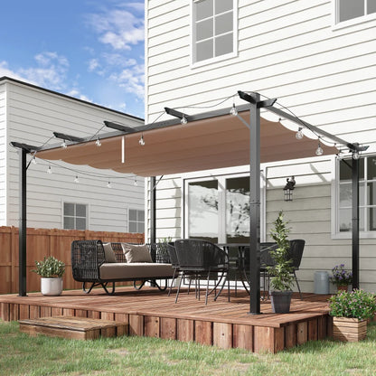 Nancy's Sulmona Pergola - Tuinpaviljoen - Uitschuifbare luifel - Grijs / Bruin - ± 300 x 400 x 225 cm