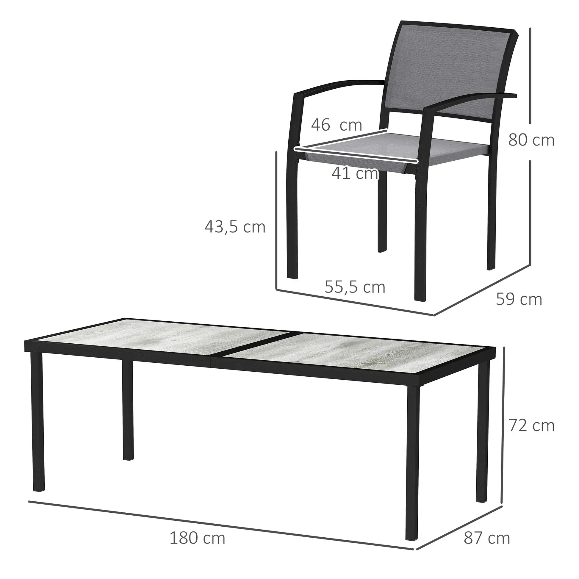 Nancy's Barcos Tuinset - Diningset voor Buiten - Tuinstoelen - Tuintafel - Grijs