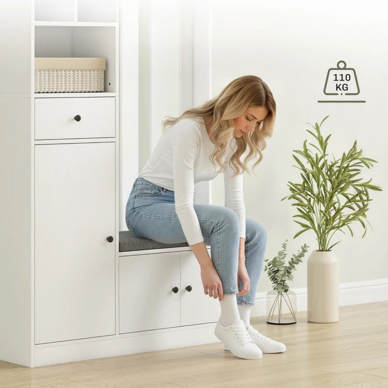 Nancy's Paularo Wandgarderobe - Kledingrek - Garderobekast - Wit / Grijs - 100 x 30 x 180 cm