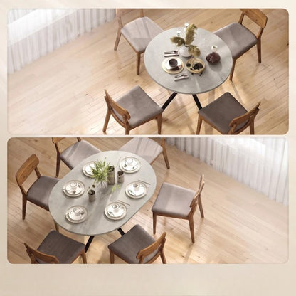 Nancy's Tossicia Eettafel Ovaal - Uitschuifbare eettafel - Tafel ovaal - Grijs / Zwart - MDF / Staal