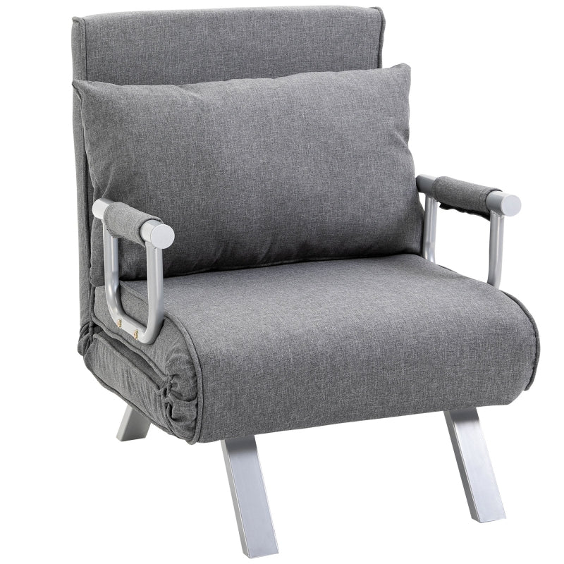 Nancy's Minneola Relax armchair - Guest bed - Lounger - 3-in-1 - Chaise Longue - linen-like polyester - gray - 65 x 69 x 80 cm 