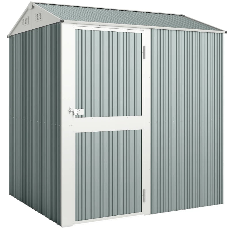 Nancy's Puglia Opbergschuur - Gereedschapsschuur - Tuinschuur - Grijs - Staal - ± 210 x 175 x 235 cm