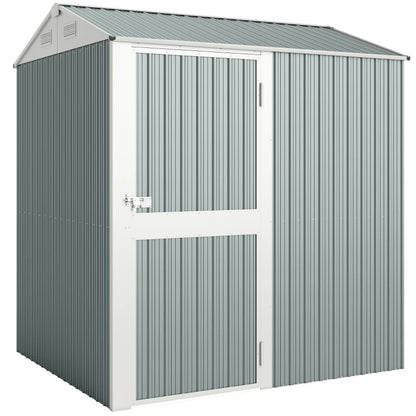 Nancy's Puglia Opbergschuur - Gereedschapsschuur - Tuinschuur - Grijs - Staal - ± 210 x 175 x 235 cm