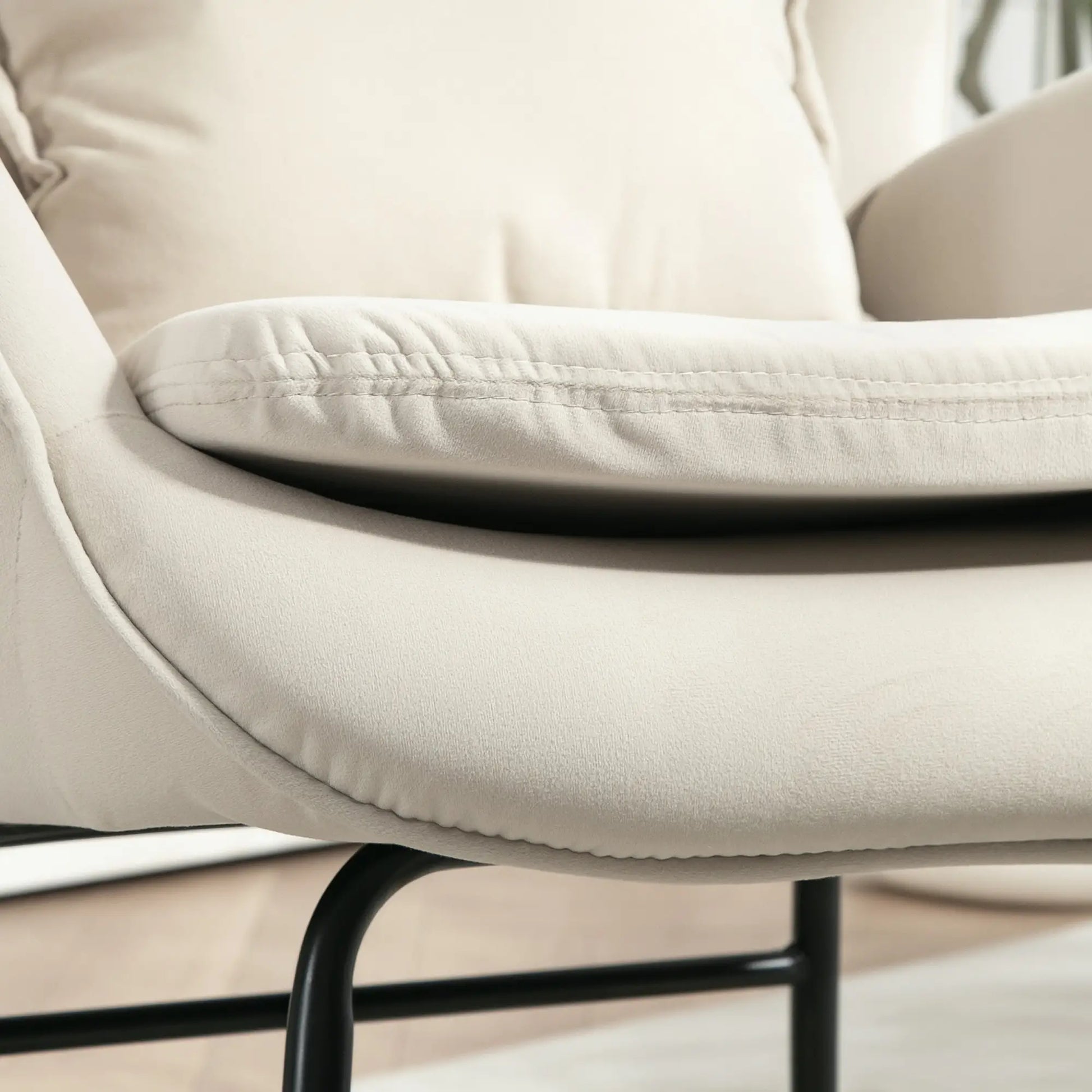Nancy's Vermoil Schommelstoel - Relaxstoel - Loungestoel - Roomwit - Fluweel
