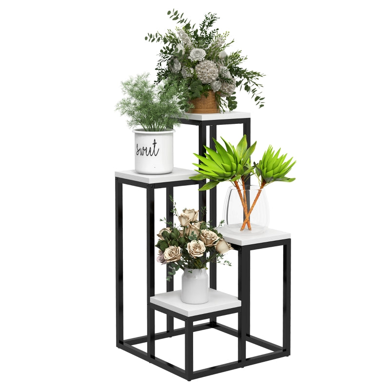 Nancy's Lleida Plant rack - Flower rack - Plant rack - Flower ladder - Black / White - ± 35 x 35 x 70 cm
