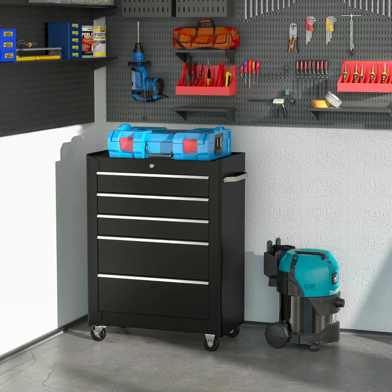 Nancy's Narni Gereedschapswagen - Werkplaatswagen - Gereedschapskist - Zwart - Staal - ± 60 x 35 x 80 cm