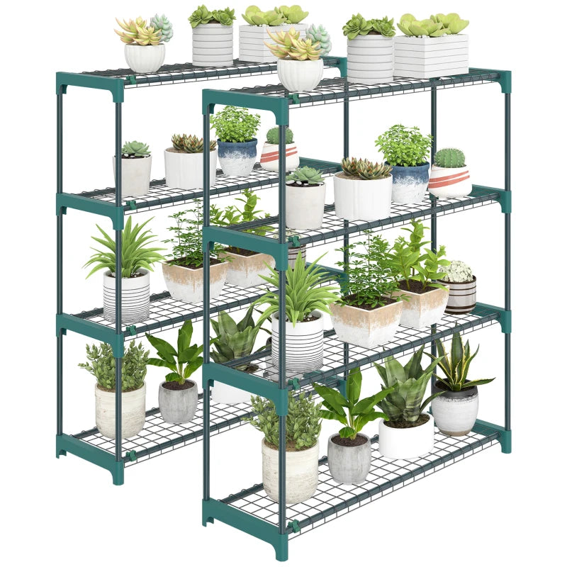 Nancy's Prossedi Plantenrekken - Plantenstandaard - Set van 2 - Groen - Staal - ± 90 x 30 x 105 cm
