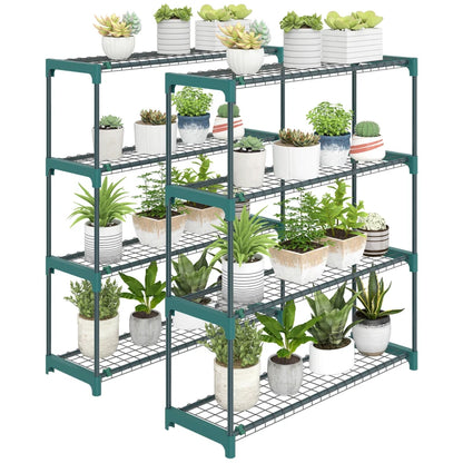 Nancy's Prossedi Plantenrekken - Plantenstandaard - Set van 2 - Groen - Staal - ± 90 x 30 x 105 cm