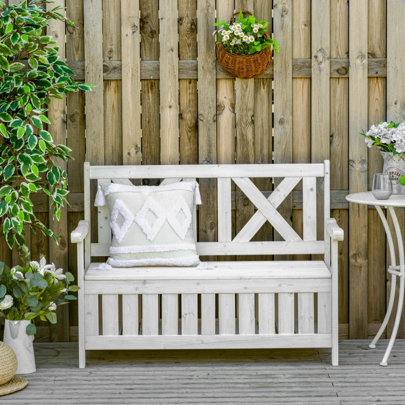 Nancy's Retorbido Tuinbank - Balkonbank - Houten bankje - Wit - Dennenhout - ± 115 x 60 x 85 cm
