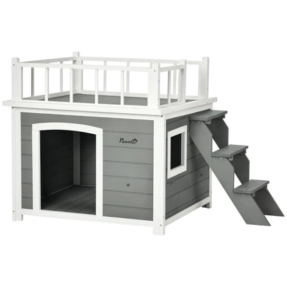 Nancy's Soragna Hondenhok - Hondenverblijf voor buiten - Dakterras - Grijs - Dennenhout - ± 120 x 75 x 80 cm