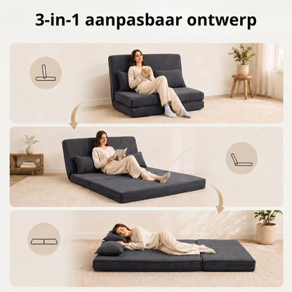 Nancy's Tavullia Slaapbank - Vloersofa - Verstelbare rugleuning - Donkergrijs - Corduroy