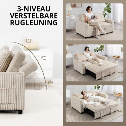 Nancy's Ostuni 2-Zitsbank - Zitbank - Slaapbank - Crèmewit - Corduroy