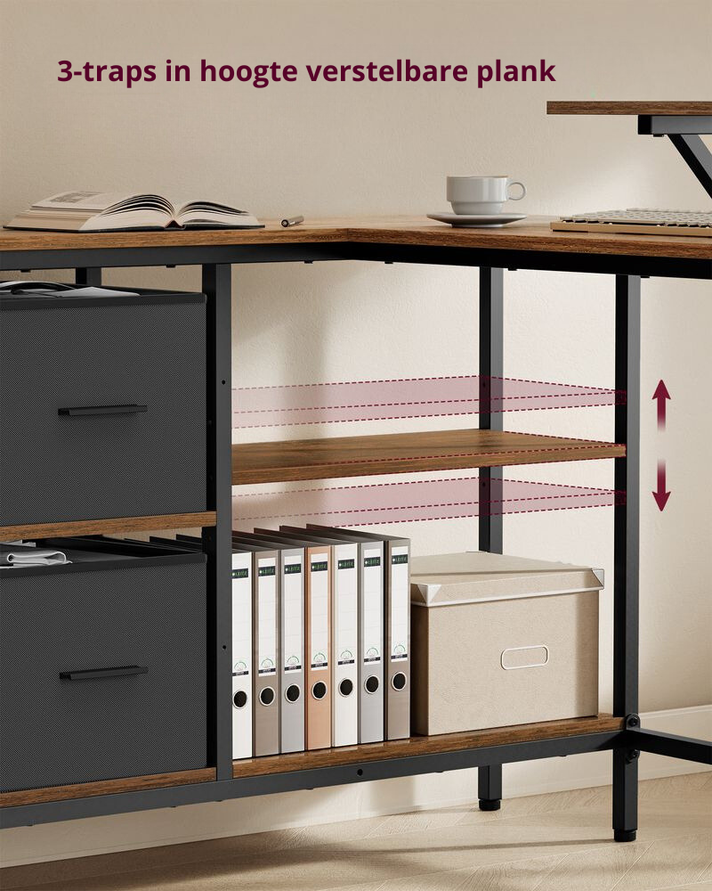 Nancy's Arrzachena Hoekbureau - Computertafel - Laptoptafel - Bureau - Bruin - ± 105 x 135 x 90 cm