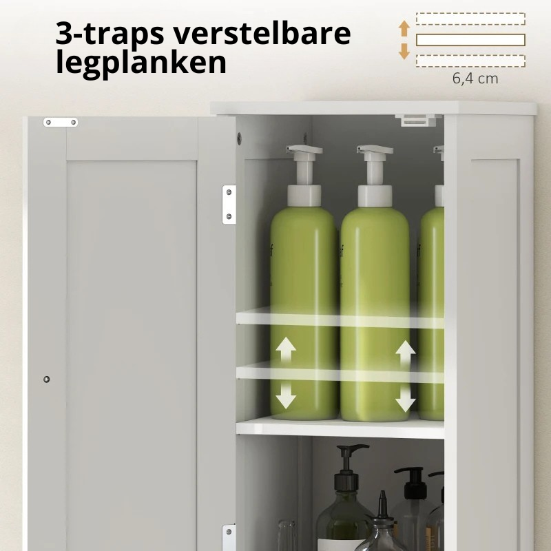 Nancy's Peia Badkamerkast - Badkamermeubel - Toiletkast - Wit - 30 x 30 x 170 cm